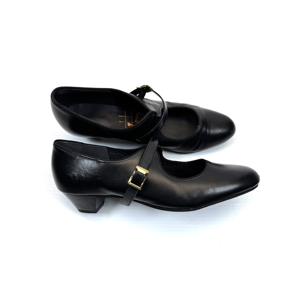 Tictactoes Mary Jane Dance Pumps Women 8M Block Heel Leather Slip-on Made in USA